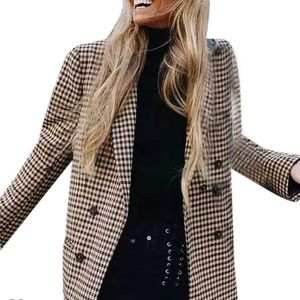 ASOS Houndstooth Blazer in Black and Tan